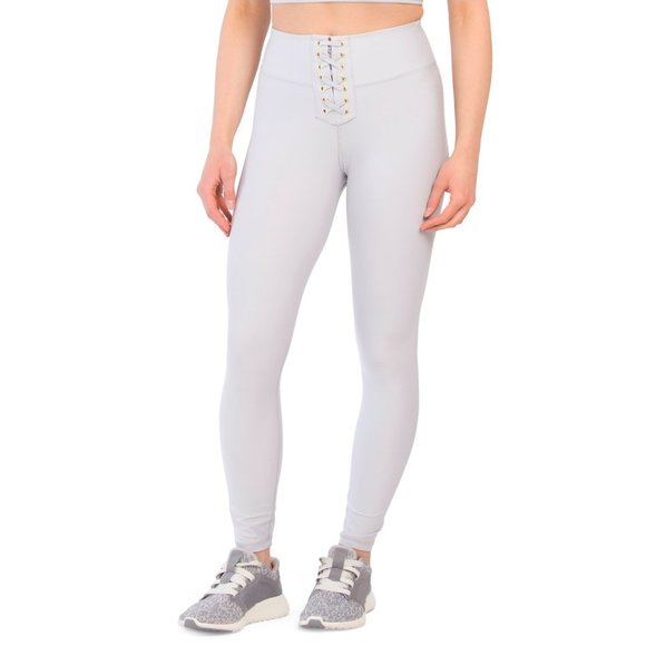 WeWoreWhat Corset Lace Up Light Grey Ankle Length 7/8 Leggings - Picture 4 of 8